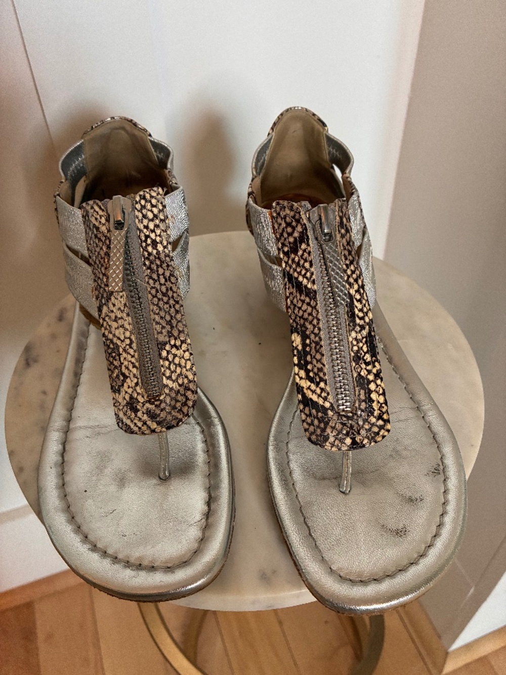 Donald Pliner silver Dori wedge sandals